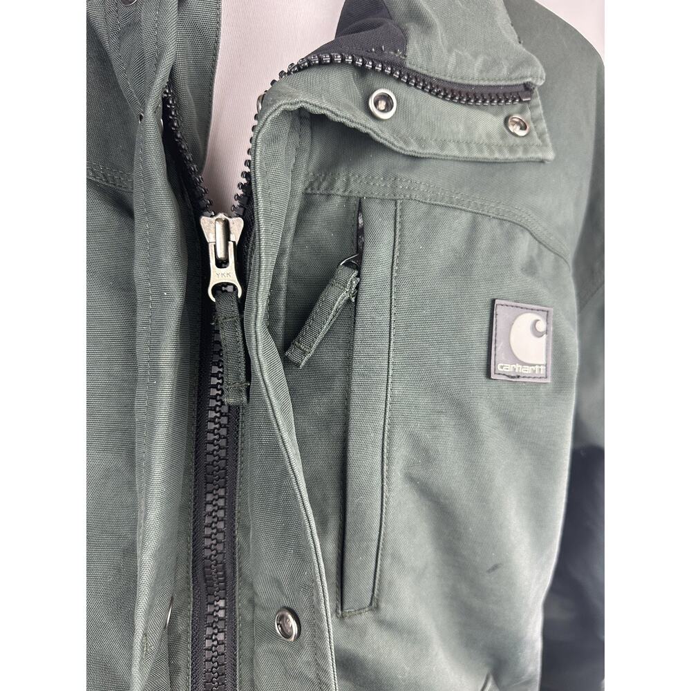 *Flawed Carhartt Jacket Shoreline Waterproof Breathable Green 2XL *Missing Hood - Picture 9 of 16